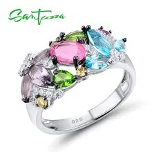 SANTUZZA, серебряное кольцо для женщин, 925 пробы, серебряные Модные кольца для женщин, цветные камни, кубический цирконий, кольца, вечерние ювелирные изделия