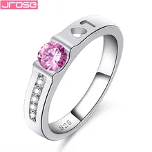 

JROSE Wholesale Letter LOVE Jewelry Pink Cubiz Zirconia Silver Ring Size 6 7 8 9 Wedding Bride Jewelry Lover Gift Dazzling