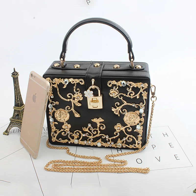 Fashion Women Evening Bag 2019 Ladies Pu Leather Clutches Box Elegant Shoulder Bag Crossbody Wallet Flower Metal Hasp Handbag Fashion Women Evening Bag 2019 Ladies Pu Leather Clutches Box Elegant Shoulder Bag Crossbody Wallet Flower Metal Hasp Handbag