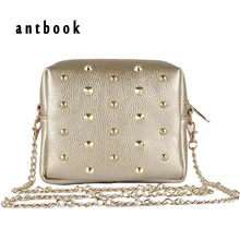 Niedrigsten preis! neue mode Niet frauen schulter handtasche pu-leder Crossbody tasche designer vintage frauen mini kette umhängetasche