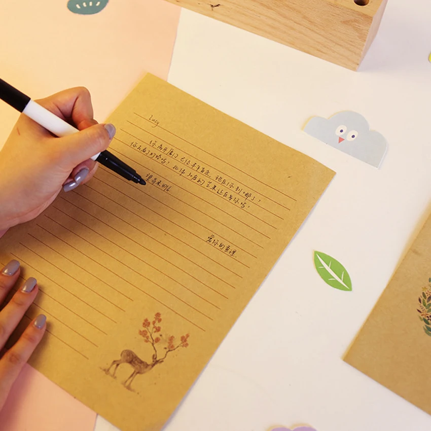 10 упаковок/партия Kawaii Лось винтажный китайский стиль окрашенные лес крафт бумага подарок письмо для детей офисные школьные поставки