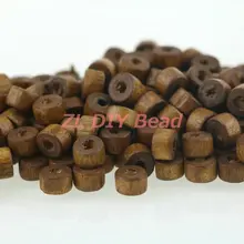 500 unids/lote Marrón plana circular 6x4mm granos del espaciador del encanto pulsera de cuentas de madera collar de la joyería que hace