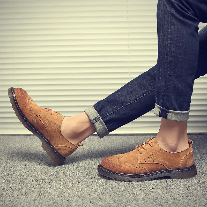 Merkmak/Мужские модельные туфли с перфорацией типа «броги» в стиле ретро; обувь из натуральной кожи; мужские повседневные мягкие оксфорды на шнуровке; мужские деловые туфли на плоской подошве