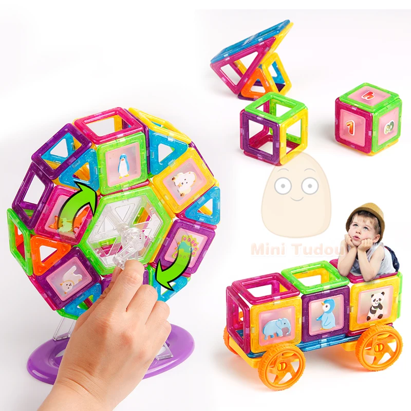 Goedkoop 112 Pcs Mini Magnetische Designer Bouw Set Model   Building Plastic Magnetische Blokken Educatief Speelgoed Voor Kids Gift