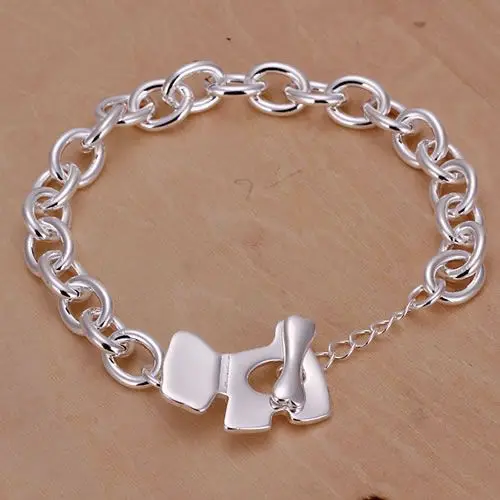 

H255 Hot sale free shipping silver plated fine jewelry,Wholesale 925-Sterling-Silver charms fashion Dog Plate and Bone Bracelet