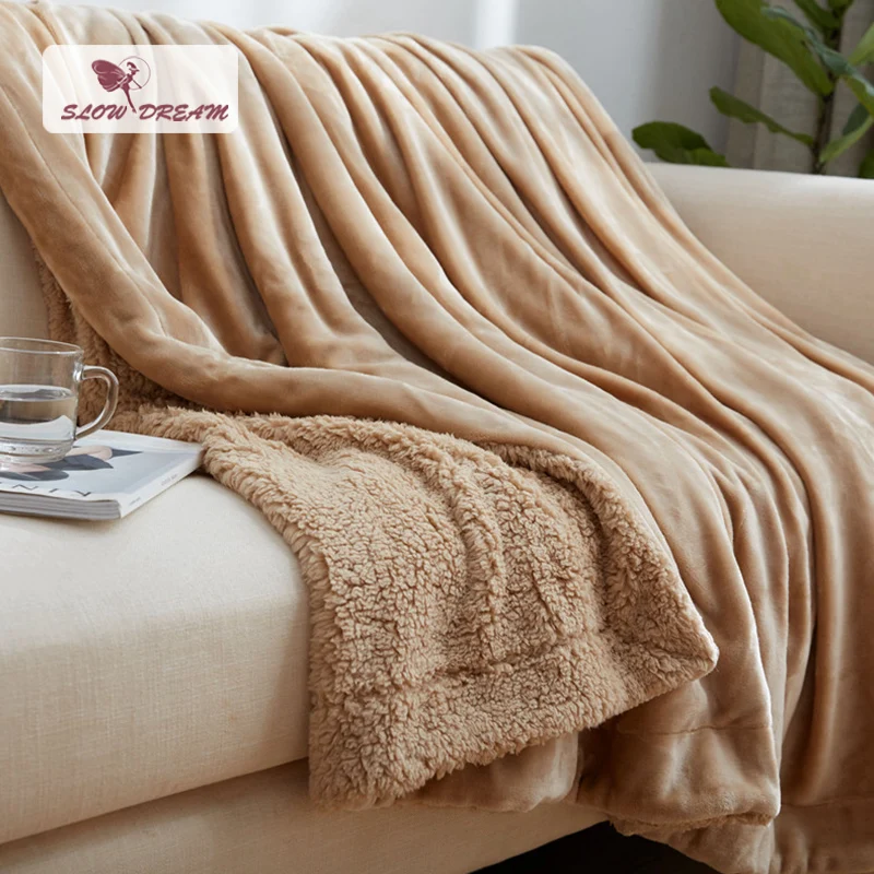 

Slowdream Blanket Winter Elegant Flannel Comforter Throw Coral Fleece Wool Blanket Bedspread Sofa Bed Home Cover Blanket Quilts