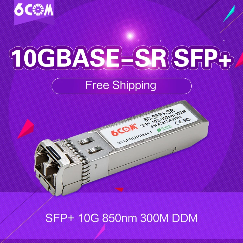 

6COM Compatible for MikroTik S+85DLC03D 10Gb SFP+ module 10GBase-SR, MMF 850nm 300m