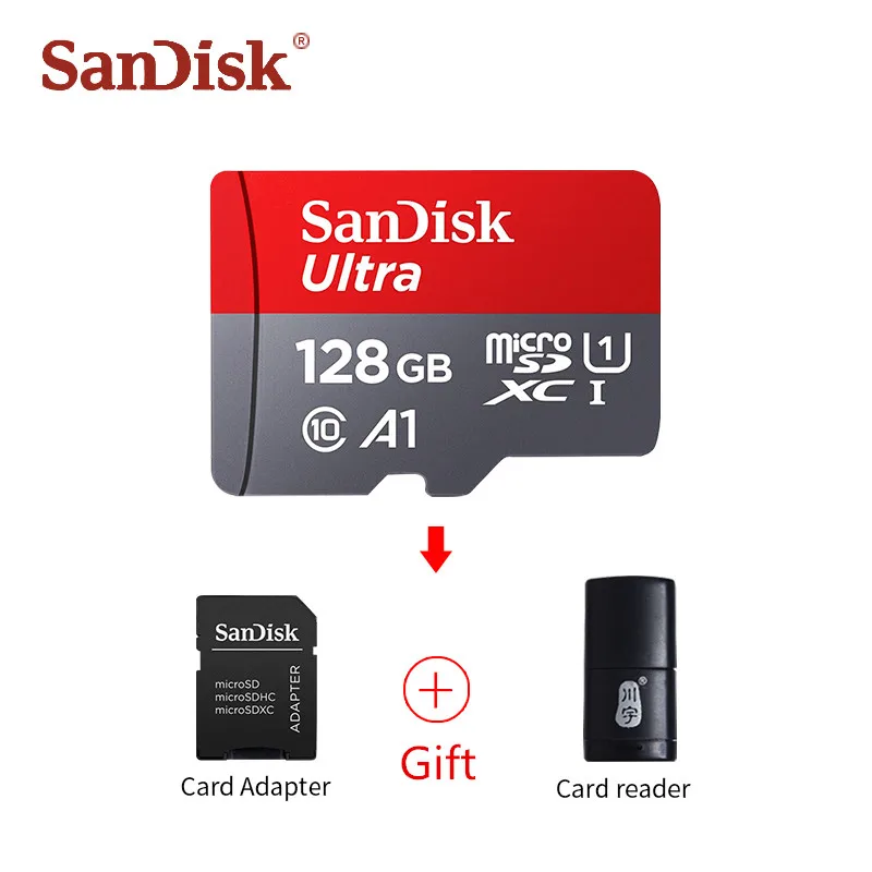 Оригинальная карта Micro SD SanDisk, класс 10, карта памяти, 16 ГБ, 32 ГБ, 64 ГБ, 128 ГБ, MicroSD, Макс. 98 м/с Uitra, TF карта C4, 8 ГБ, картао-де-Мемория - Емкость: 128 ГБ