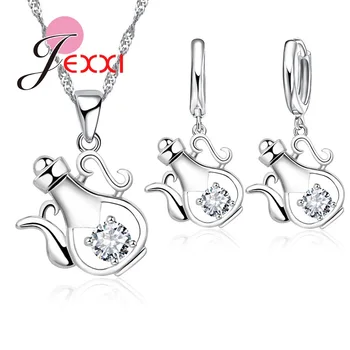 

Cute Teapot Jewelry Set 925 Fashion Pendant Necklace Earrings Sets Shiny Cubic Zirconia Crystal Accessories