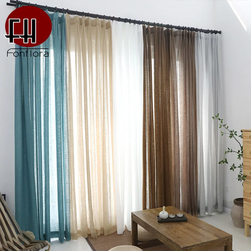

Japan Solid Tulle Curtains For Bedroom Window Sheer Curtains For Living Room Kitchen Modern Cotton Voile Curtain Blinds Drapes