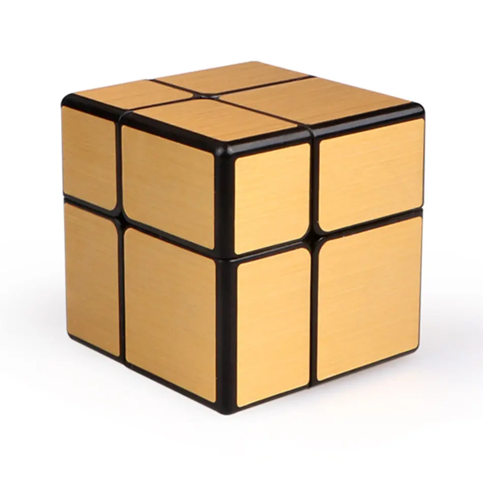 QiYi 2x2 кубик рубика зеркало 2x2x2 волшебный куб 2 слоя золото и Серебристая Наклейка скоростной Куб Профессиональная головоломка игрушка для детей подарок для детей - Цвет: Gold