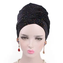 Snowshine YLW для женщин Звездное бархат длинный хвост тюрбан кепки Африканский черный головной шарф шляпа