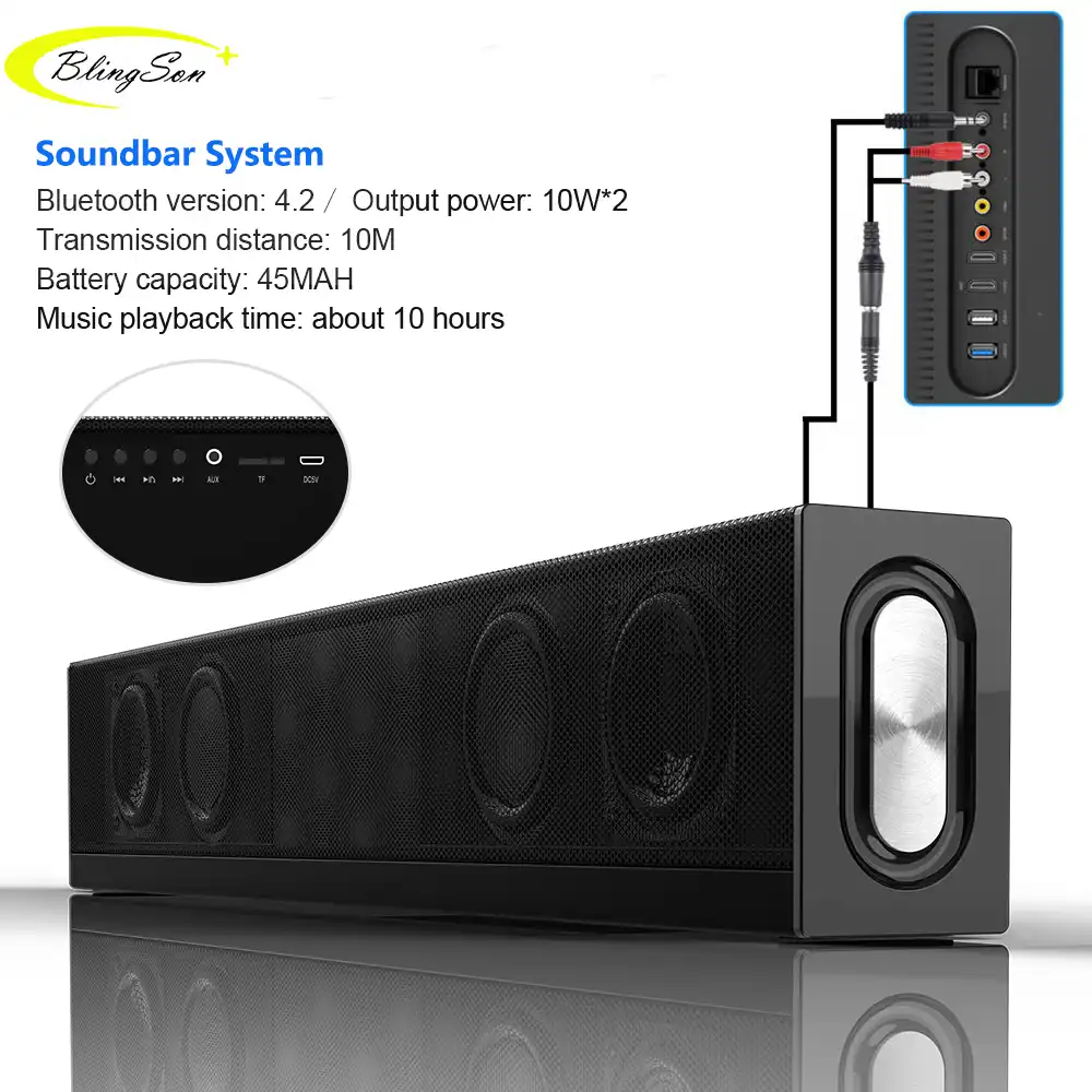 Barra de Sonido de Cine en casa de Alta Potencia Altavoz inal/ámbrico SoundBox HiFi Est/éreo Envolvente Bluetooth con Control Remoto
