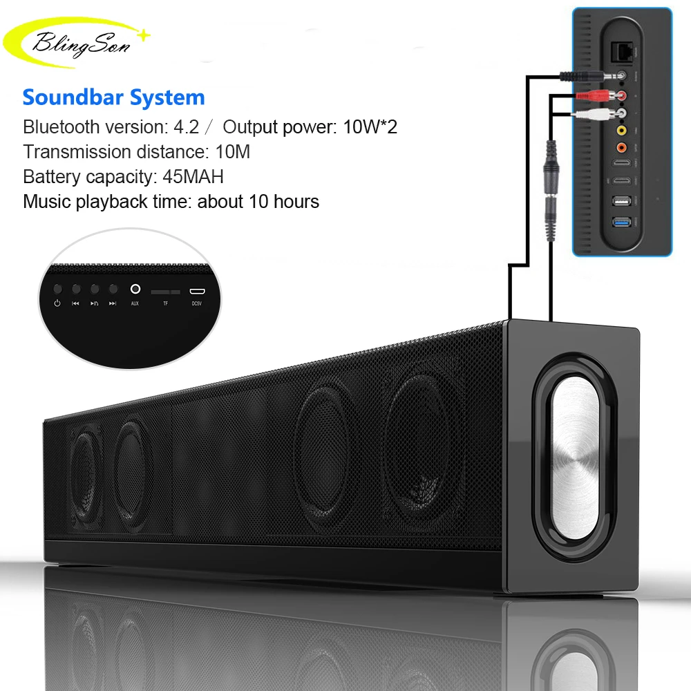 20 Вт Bluetooth динамик для домашнего кинотеатра Саундбар Супер Низкие частоты