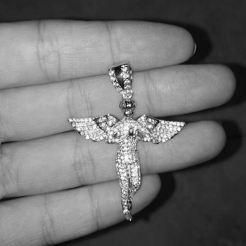 VANAXIN, крылья ангела, молитвенная рука с полностью проложенным кубическим цирконием, ожерелья, подвески для мужчин и женщин, модное ювелирное изделие, прекрасный подарок GF