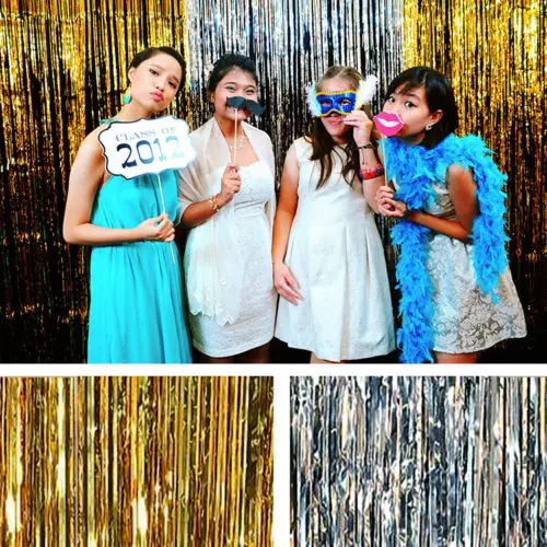 

1Mx4M shimmering Gold Metallic Door Curtains Decoration Party Tinsel Shiny Pub house Stage wedding photo backdrops Background