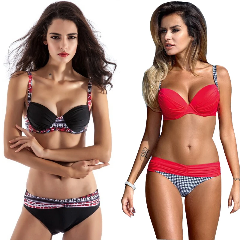 

ESSV Push Up Swimsuit Women Plus Size Swimwear Europe Summer Bikini Set Sexy Padded Beach Wear Bathing Suit Maillot De Bain XXL