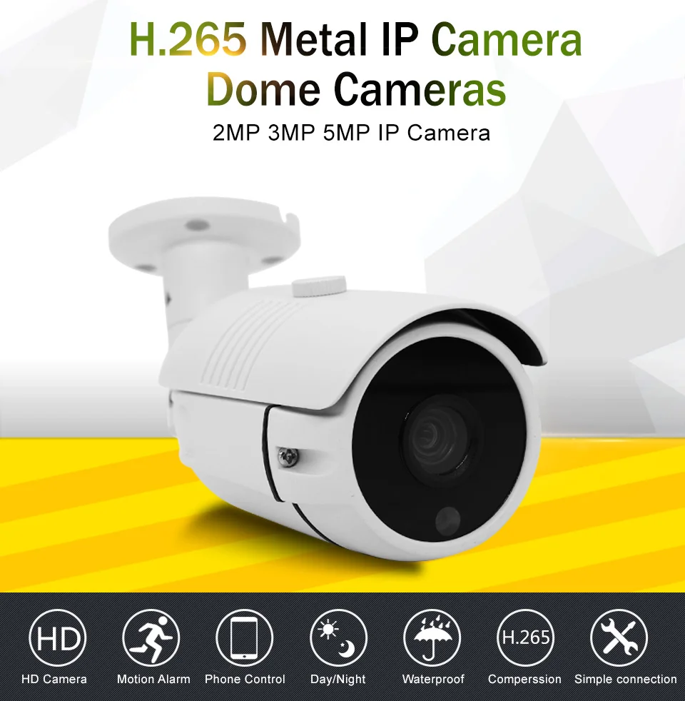 Metal 48 v Poe Della Macchina Fotografica 1080 p 3mp 5mp Onvif P2p di Movimento Rilevare Rtsp E-mail 2.8mm H265 - H264 2 2.8mm metal h265 h264 48 v poe