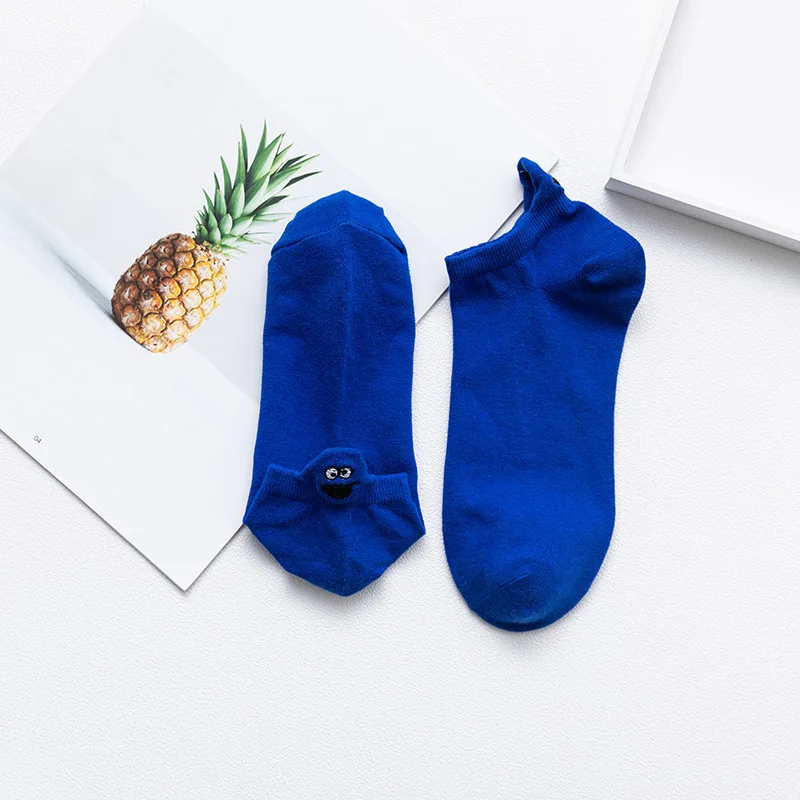 Kawaii/женские хлопковые носки с вышивкой; модные Дышащие Короткие Носки ярких цветов; модные уличные хип-носки - Цвет: 17