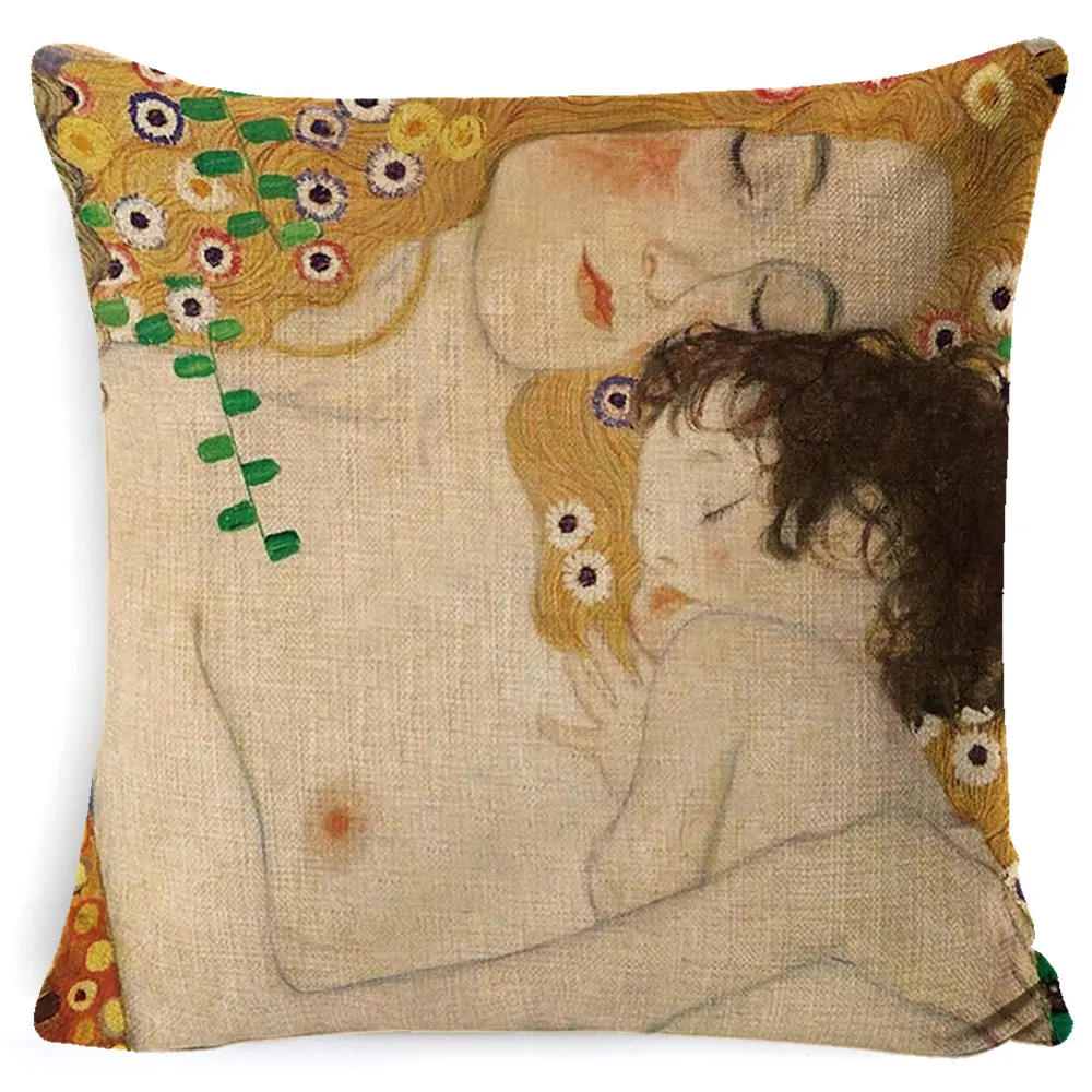 Fokusent Золотая Роскошная декоративная картина маслом, домашний декоративный чехол для подушки, коллекция Gustav Klimt, чехол для дивана