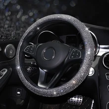 Автомобильный чехол на руль, Блестящий Кристалл, горный хрусталь, чехлы с высоким качеством, искусственная кожа, для авто, 38 см, 15 дюймов, руль