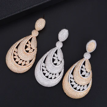 

missvikki Luxury Gorgeous jewelry Exclusive Handmade Prevent allergy Cubic Zirconia Waterdrop Pendant Earrings Top Quality