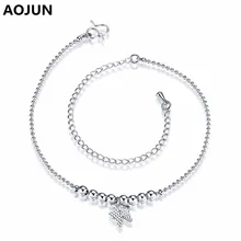 AOJUN Butterfly Beads Anklet Silver plating Anklets For Women Girl Leg Chain Barefoot Sandals Ankle Bracelet Foot Jewelry JL061