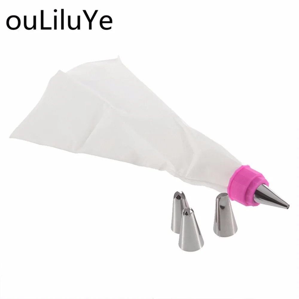 

1PCS Silicone Pastry Bags/4PCS Icing Piping Nozzles Cake Cream Decorating Icing Nozzle Bags Set For kitchen Baking Accessories