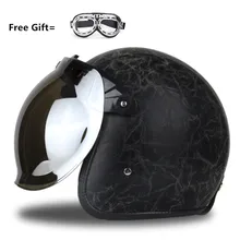 NEW Leather Motorcycle Helmet Retro Vintage Steampunk Cruiser Chopper Scooter Cafe Racer Moto Helmet 3 4