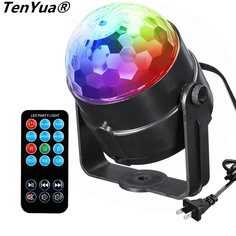 

Mini RGB LED Crystal Magic Ball Stage Effect Lighting Lamp Party Disco Club DJ Bar Light Show with Remote Control