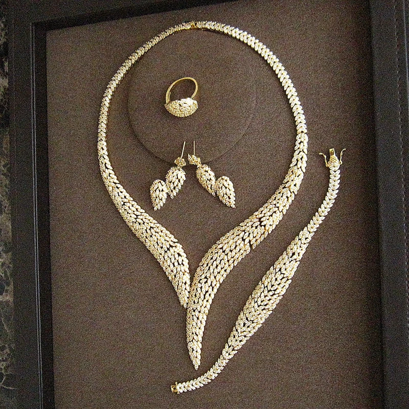 

Fashion AAA Cubic Zirconia, Simple and sweet Petal combination style four item set for women,party & wedding,SC028