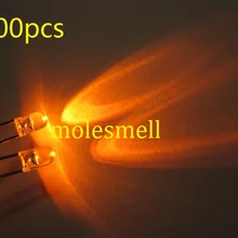 1000 шт, толщина 3 мм, оранжевая круглая без бортов яркий водный яркий светодиодный Светодиодный s свет лампы 2-Pin