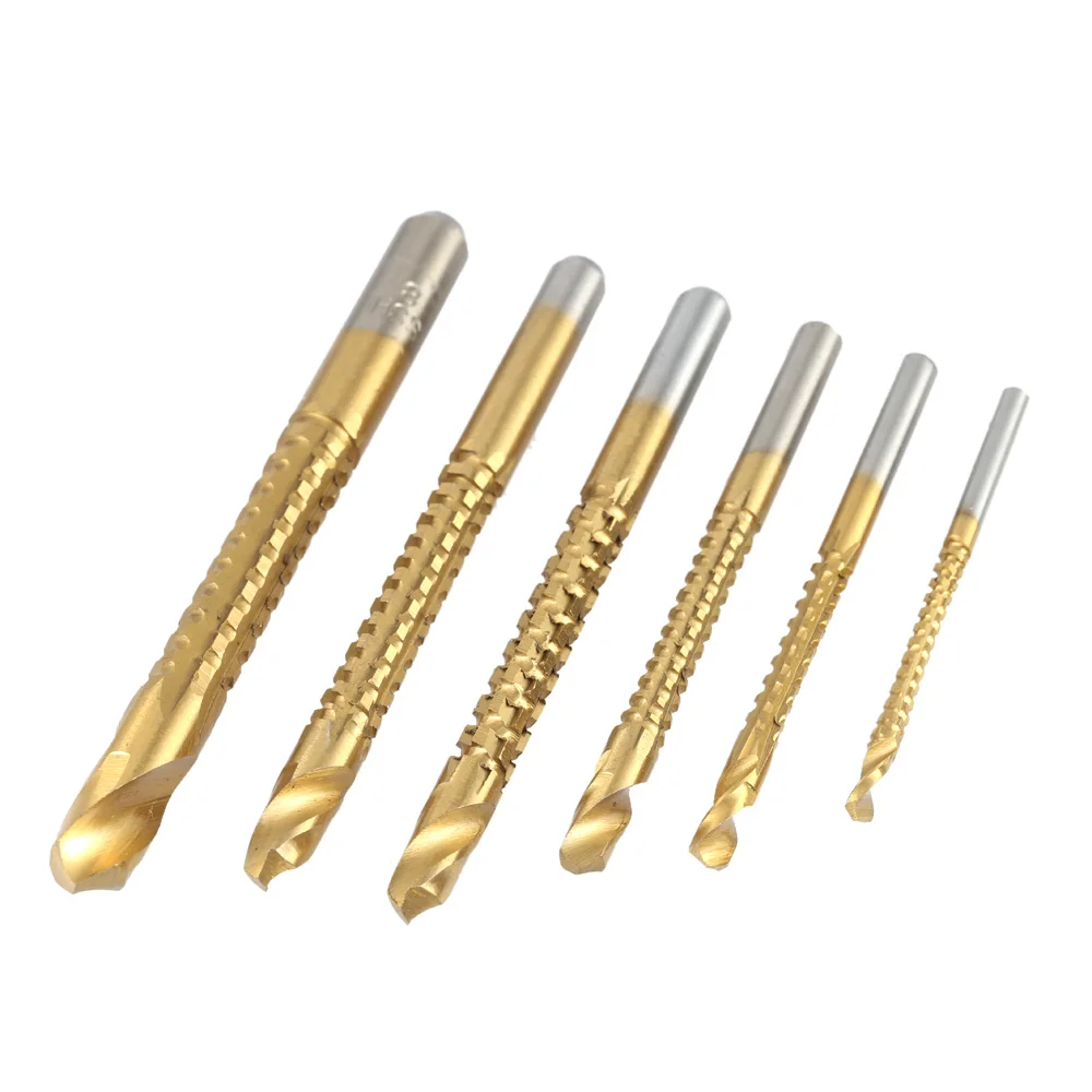 6pc Titanium Coated Woodworking Saw Drill Bit Carpenter Wood Plastic Metal Hole Grooving Saw Drill Bit Cutting Slot Sawtooth Bit 6pc Titanium Coated Woodworking Saw Drill Bit Carpenter Wood Plastic Metal Hole Grooving Saw Drill Bit Cutting Slot Sawtooth Bit
