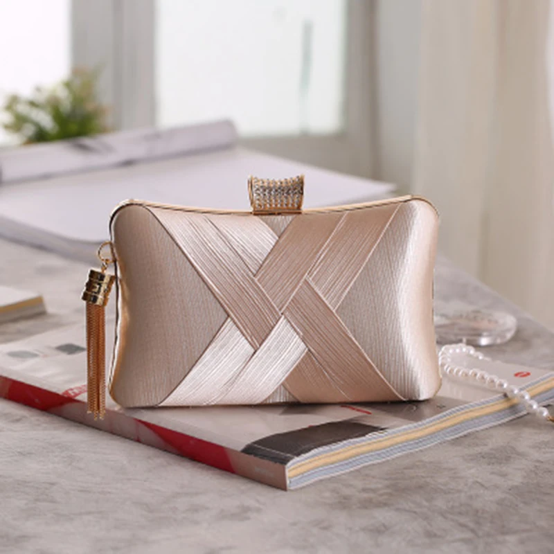 

RURU monkey Women Process Weaving Handbag Female Geometric Soft Evening Bags Women High-capacity Party Purse Zipper Minaudiere