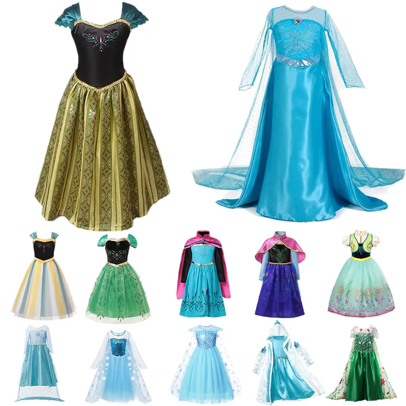 Vestido de Elsa para niña, disfraz verde de la coronación de Anna, juegos  de fantasía sorpresa de cumpleaños, vestido inspirado en Elsa y Anna|Vestidos|  - AliExpress