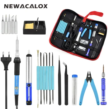 NEWACALOX EU 220V 60W Thermoregulator Soldering Iron Kit Screwdriver Desoldering
