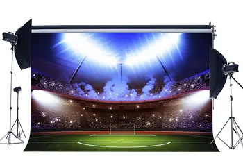 

Football Field Backdrop Indoor Stadium Bokeh Stage Light Green Grass Meadow Sports School Game Gymnasium Photography Background