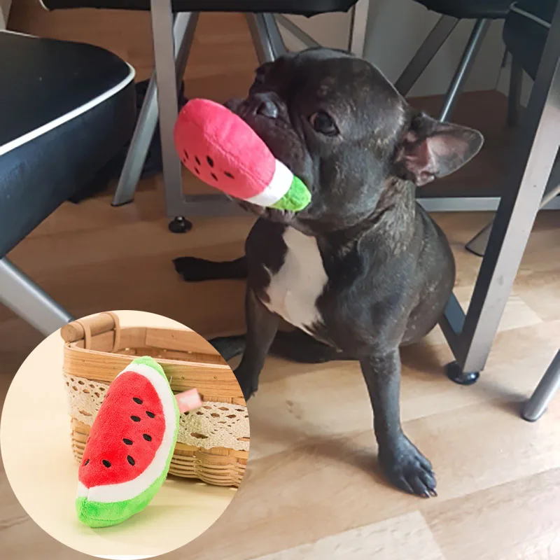 Dog Toys Fruits and Vegetables Pet Puppy Chew Squeaker Squeaky Plush