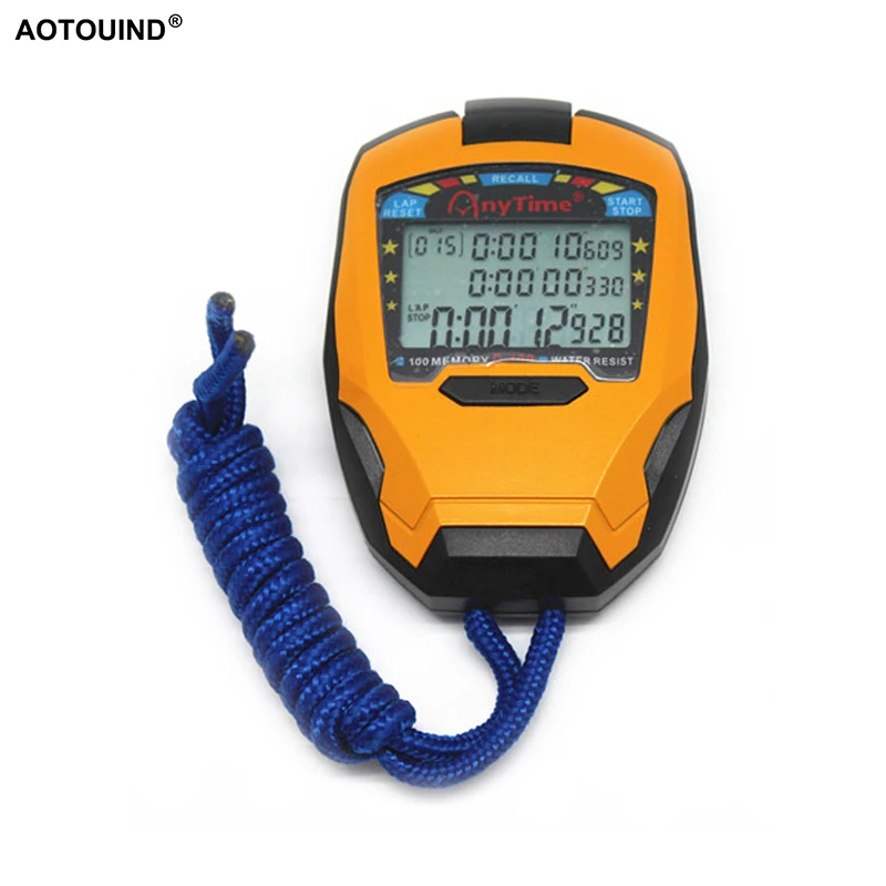 

Accuracy 0.001 Seconds Professional Handheld Stopwatch Sports Stopwatch Digital Counter Timer with 3 Rows 100 Laps #T08