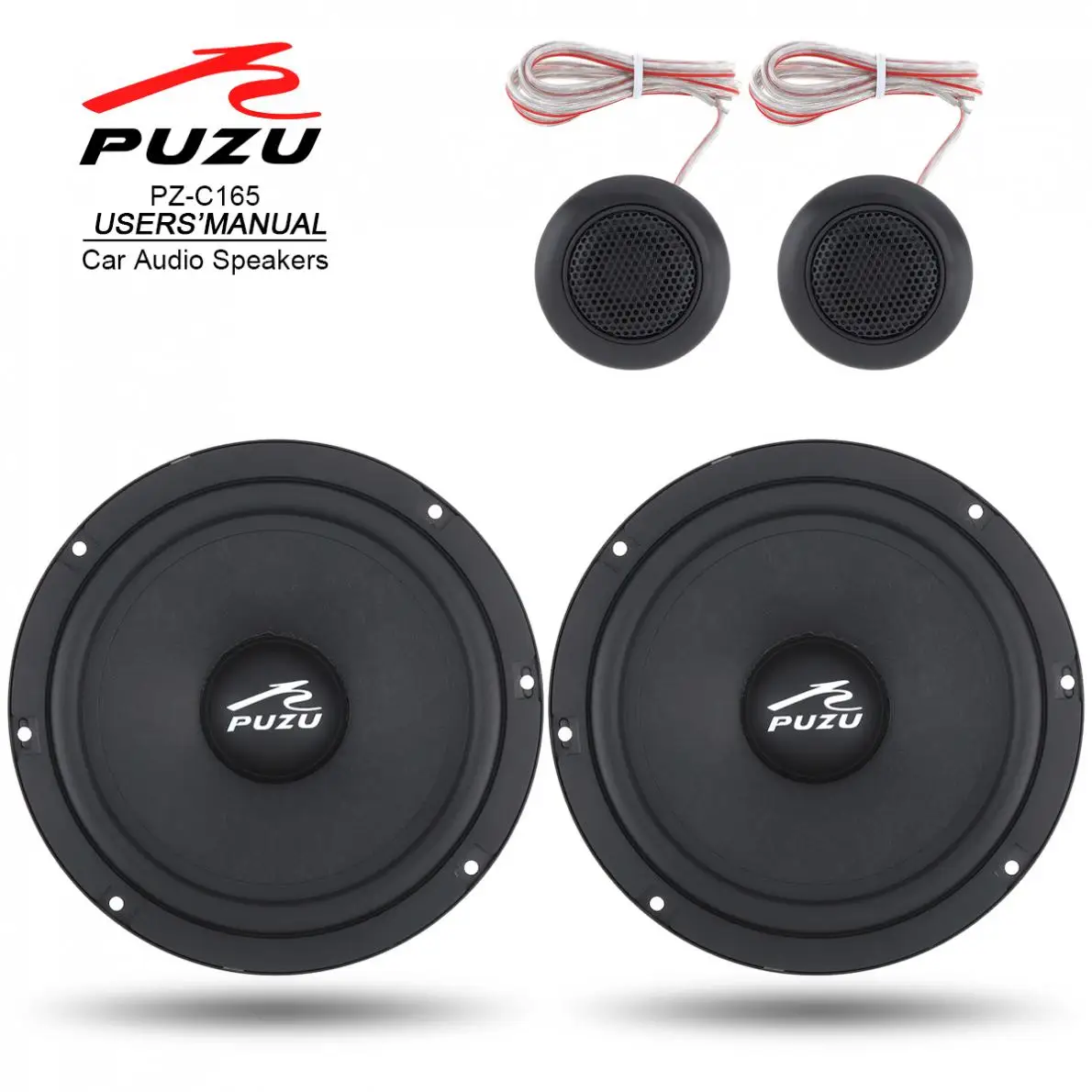 2Pcs 6.5 Inch 12V 180W Universal Car Coaxial Full Range Frequency Stereo Speaker with Tweeter and Frequency Divider