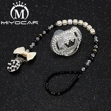 MIYOCAR bling unique pacifier clip any name custom pacifier holder with bling black white pacifier SP008 MIYOCAR bling unique pacifier clip any name custom pacifier holder with bling black white pacifier SP008