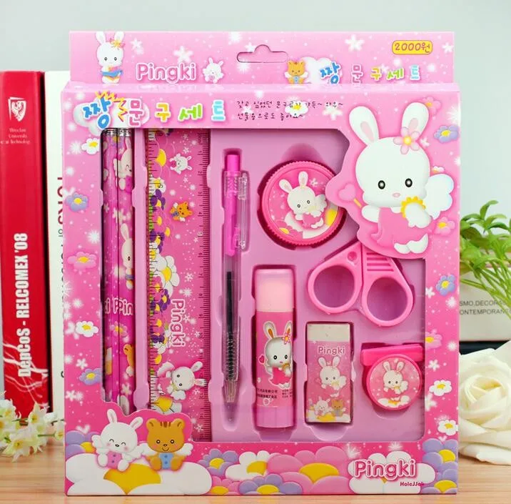 Kawaii Канцелярский набор для детей Симпатичный футляр для карандашей для девочек линейка ластик детские подарки для школы и офиса