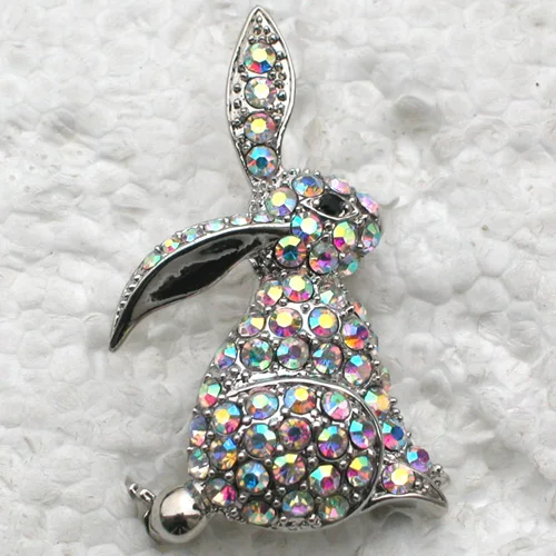 Brooch Clear Ab Rhinestone Bunny Easter Pin Brooches C184 F Brooches AliExpress