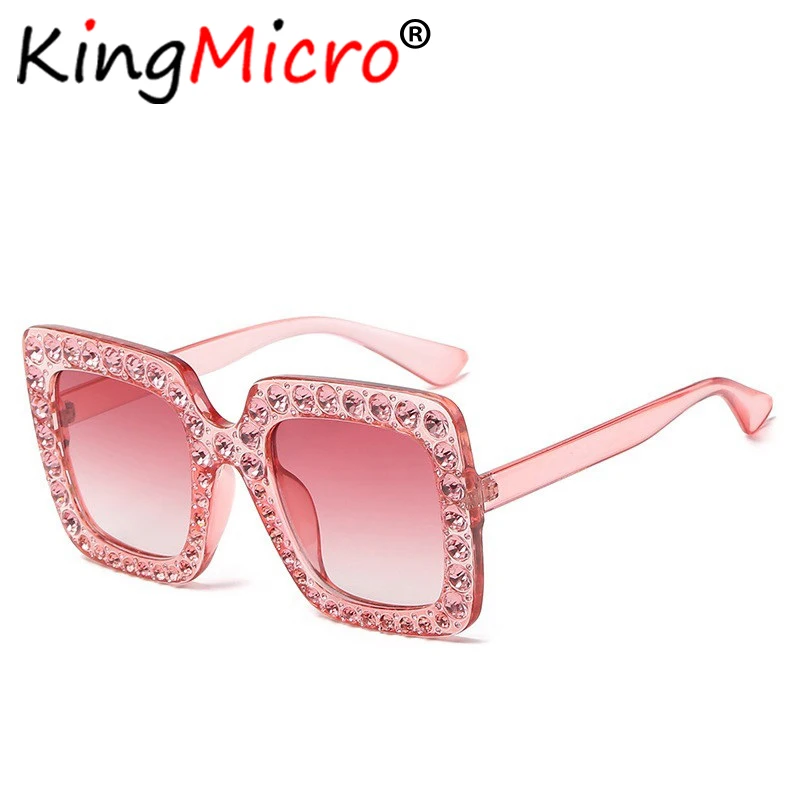 OVERSIZE VINTAGE RETRO Style SUN GLASSES Square Purple Frame Lens Bling Crystals