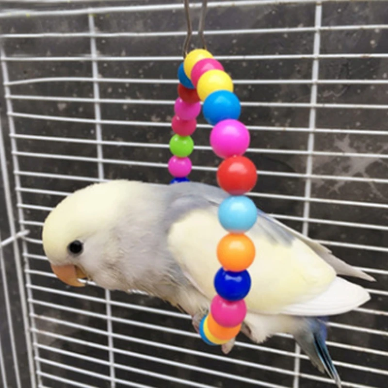 Деревянные птицы попугаи игрушки подставка держатель висячие вращающиеся кольца с красочными шариками