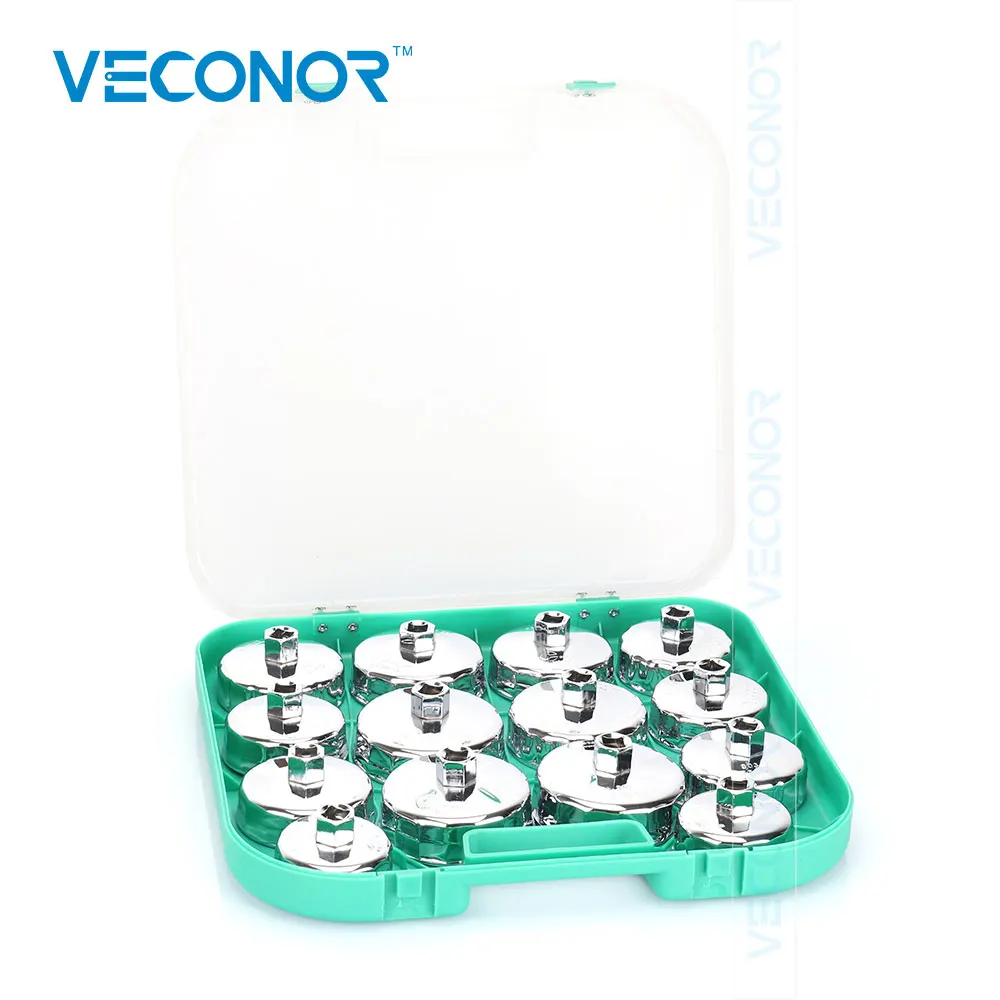 

14PCS Oil Filter Wrench Set Cup-Type Aluminium Cartridge Cap Tool With Portable Box Various Types For Cars Trucks