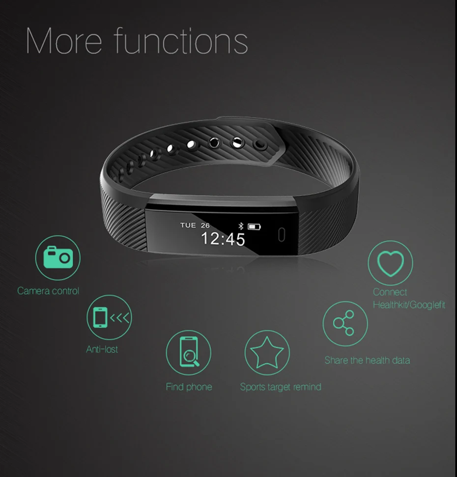 2017 HQ Smart Wristband IP Waterproof Sleep Monitoring Bluetooth Bracelet Pedometer Call SMS Alert Smartband Wrist Watch Unisex (2)