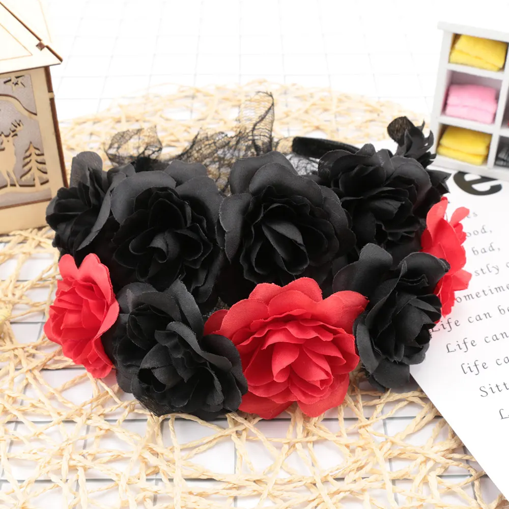 

1 Pcs Elegant Rose Flower Lace Veil Halloween Party Christmas Festival Hair Accessories Black Mesh Lace Hairwear Headbands Mask