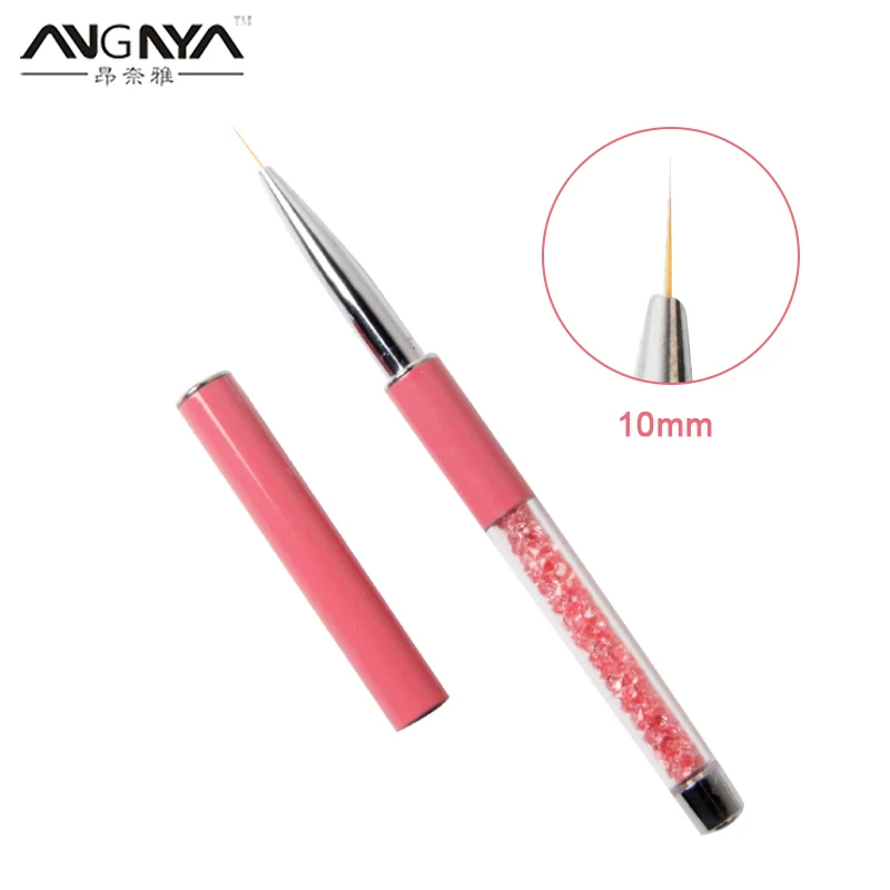 

ANGNYA Nail Liner Brush Red with Cap Nail Art Design Brush 10mm Pen Gel Painting Drawing Manicure Tool With Crystal DIY Brushes