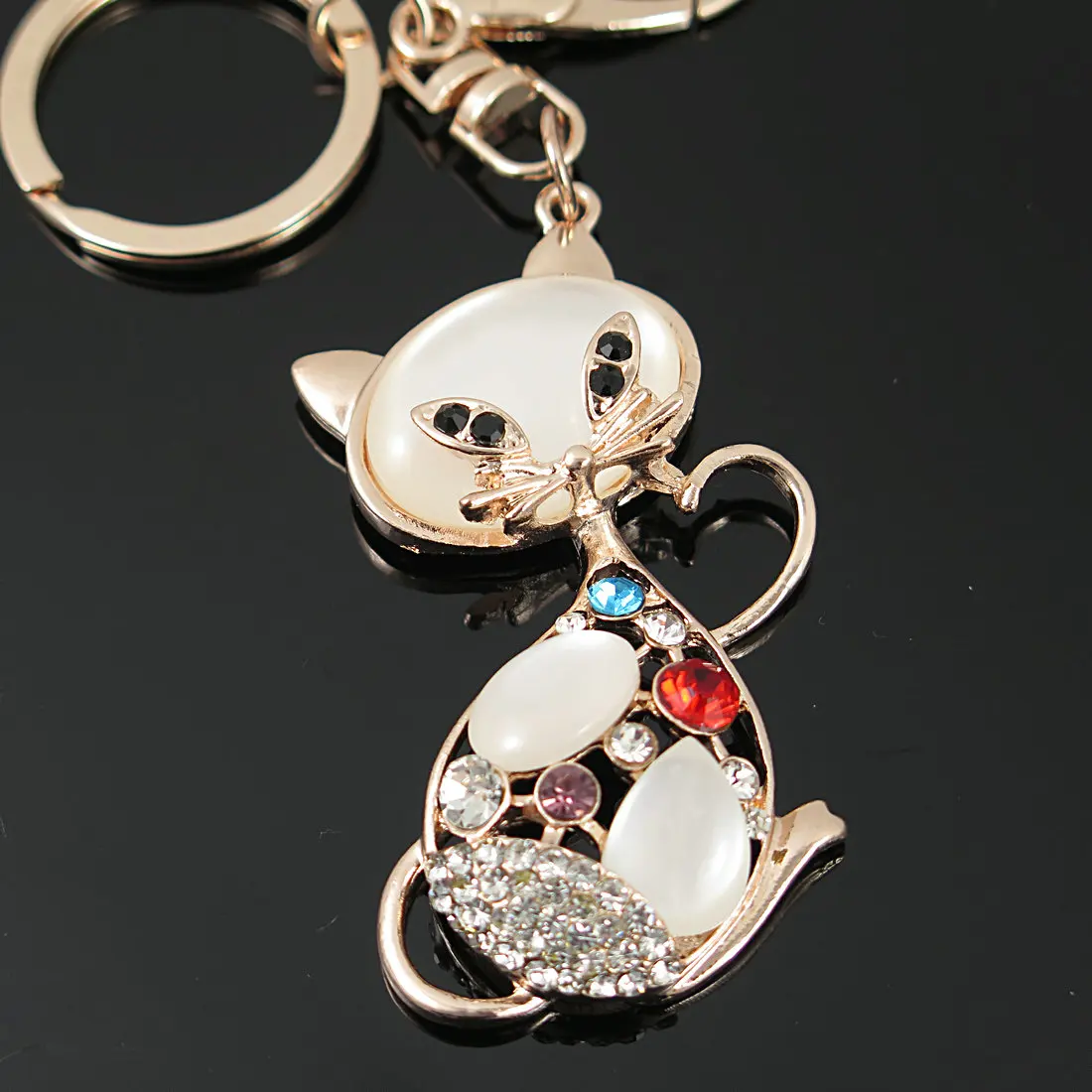 

2018 New Grace Opal Stone Fox Lady Crystal HandBag Pendant Keyring Animal Alloy Keychain For Car Key Holder Wholesale Price